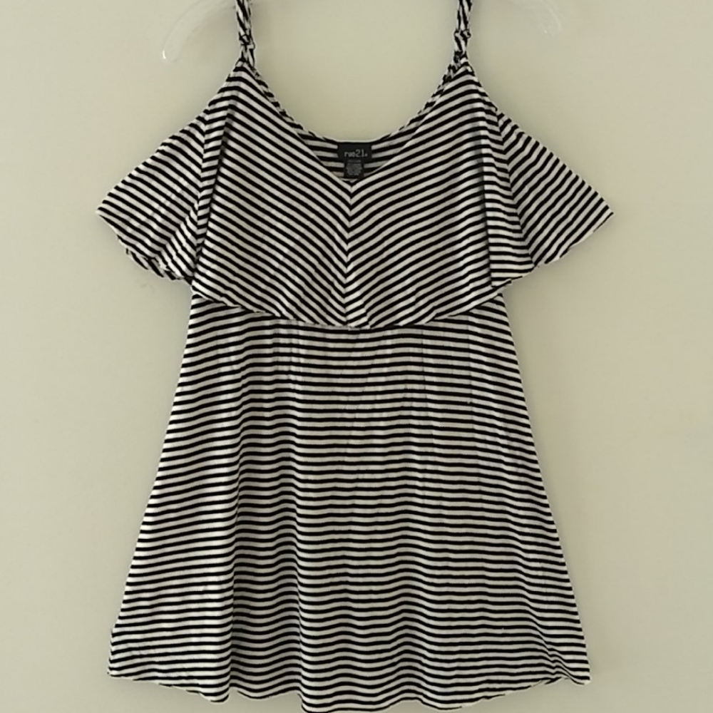 Cold shoulder black & white nautical mini dress